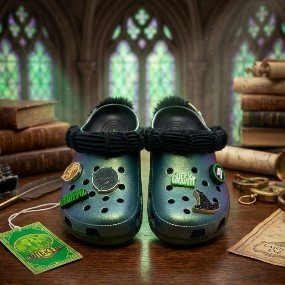 Crocs Classic Clog Wicked Elphaba Green Mens 5 Womens 7 NWT Jibbitz Charms